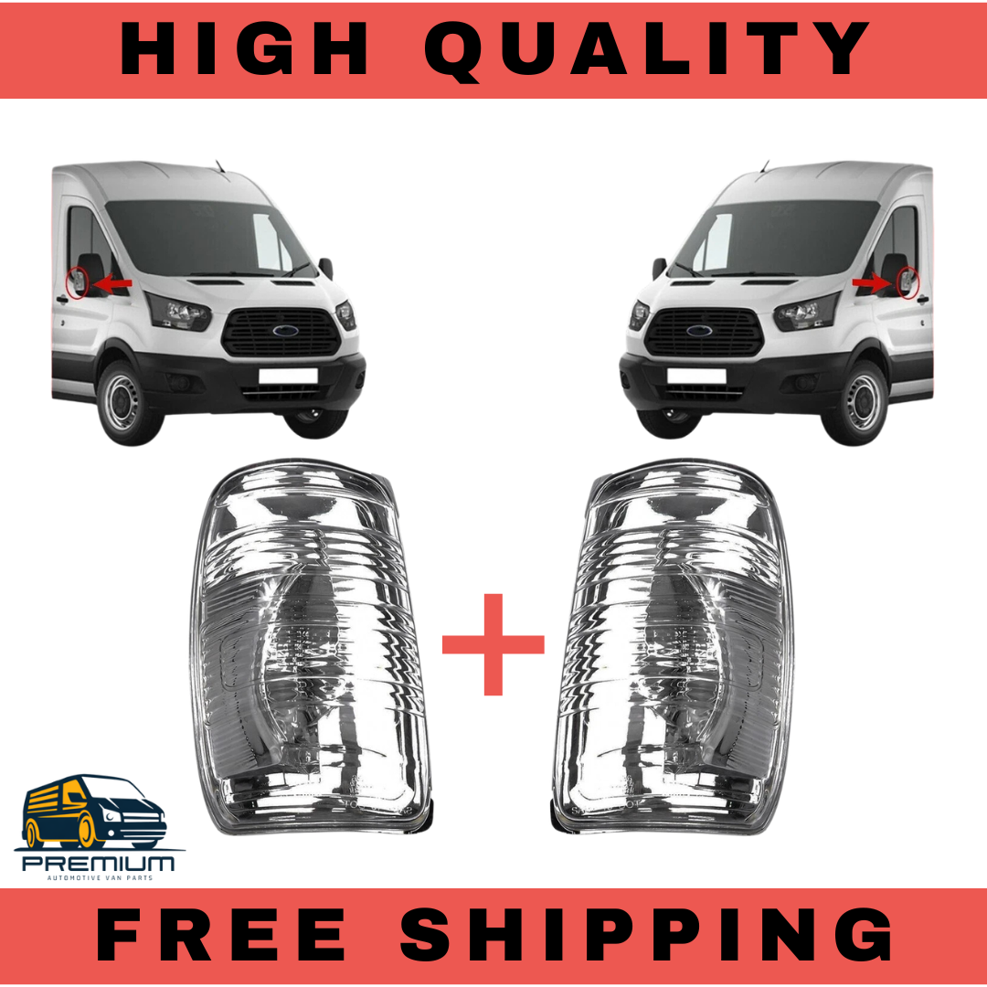 2X Wing Mirror Indicator Lens Light LEFT + RIGHT SET For FORD Transit Mk8 14-26