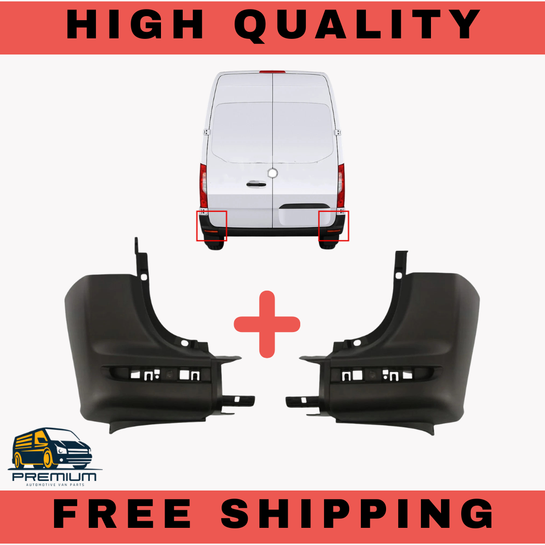 Rear Bumper Corner Black Plastic Right + Left Set Mercedes Sprinter 2018-2026