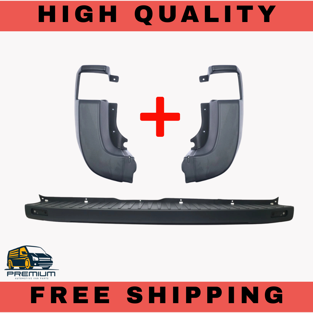 REAR BUMPER CENTRE STEP COVER & END CORNERS CAP FOR FORD TRANSIT MK8 (2014+ON)